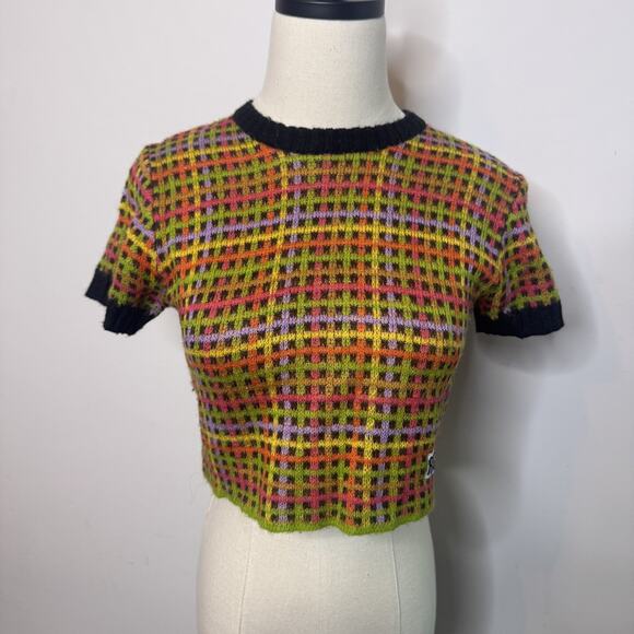 The Ragged Priest Sweaters - Y2K 90s Plaid Crop Top Baby Tee Sweater • Grunge Fairy Alt Girl Babe X Girl M